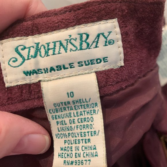St John's Bay washable suede pants size 10 cranberry pre owned excellent cond - Picture 9 of 9
